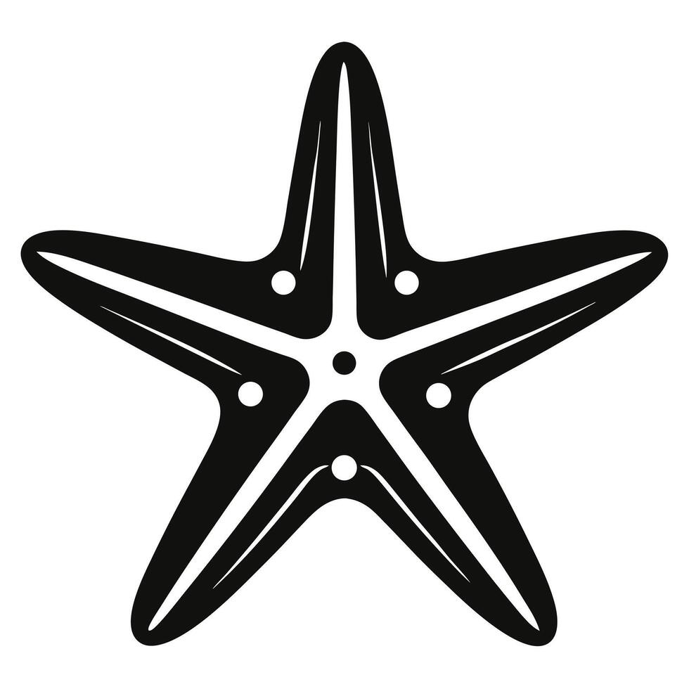Black Starfish Icon On White Background vector