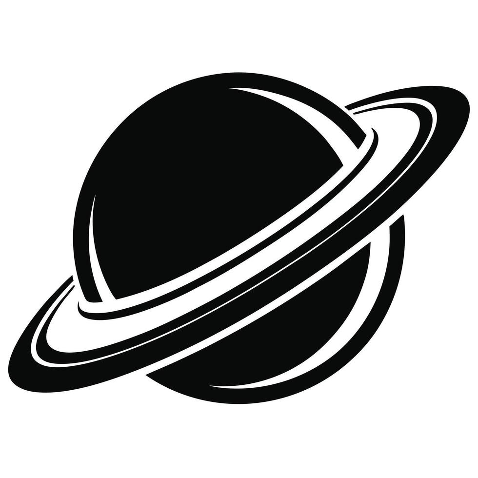 Black Saturn Planet Illustration Graphic vector