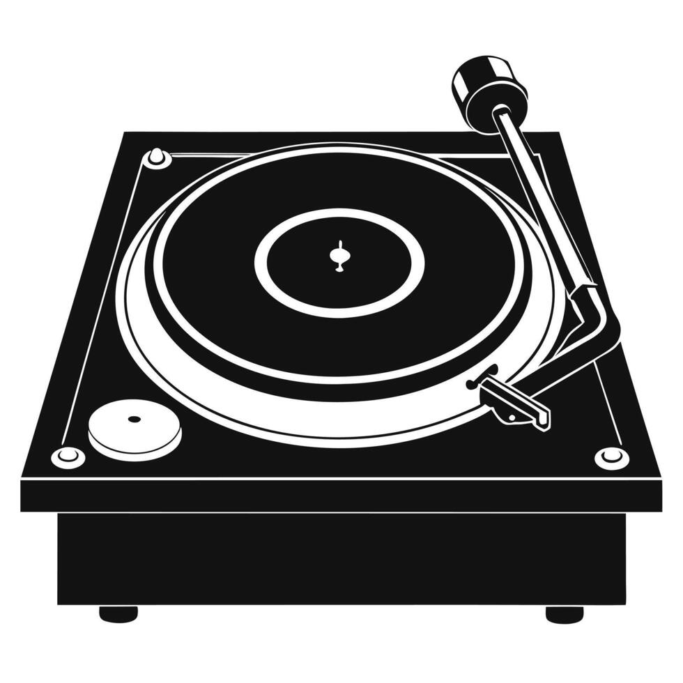 Black And White Turntable Illustration Style vector