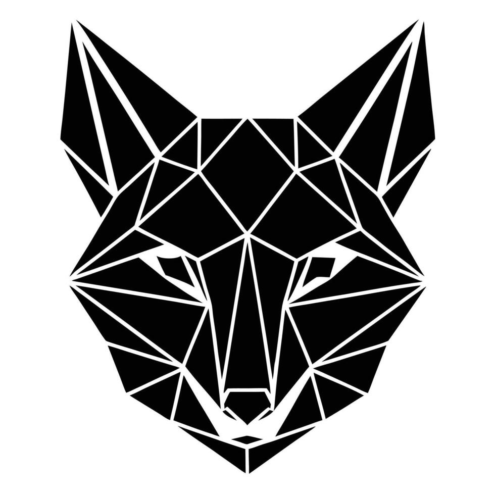 Geometric Fox Head Minimalist Black Design vector
