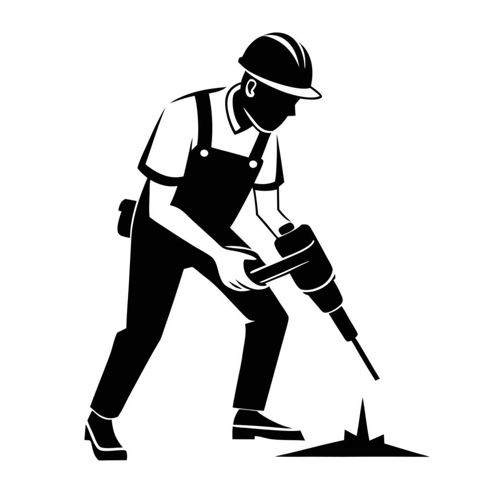 Silhouette Builder Using Jackhammer Black vector