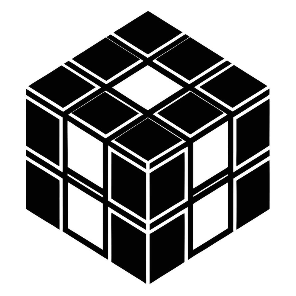 Black And White Geometric Cube vector