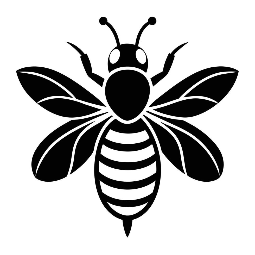Black And White Bee Simple Icon vector