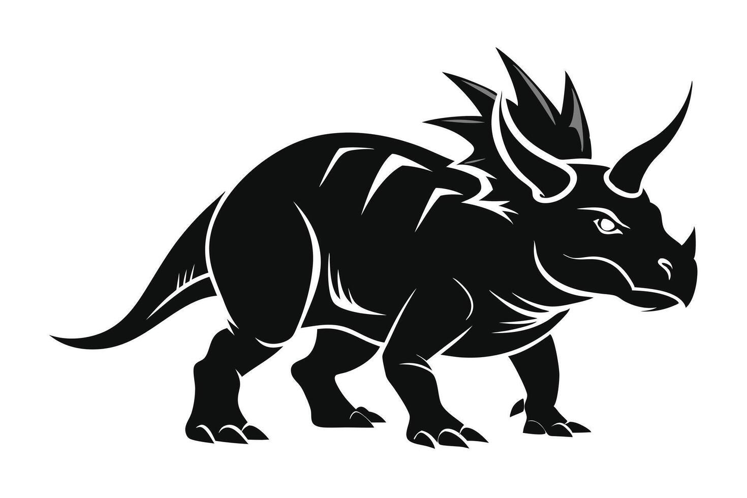 Triceratops Silhouette Isolated On White vector