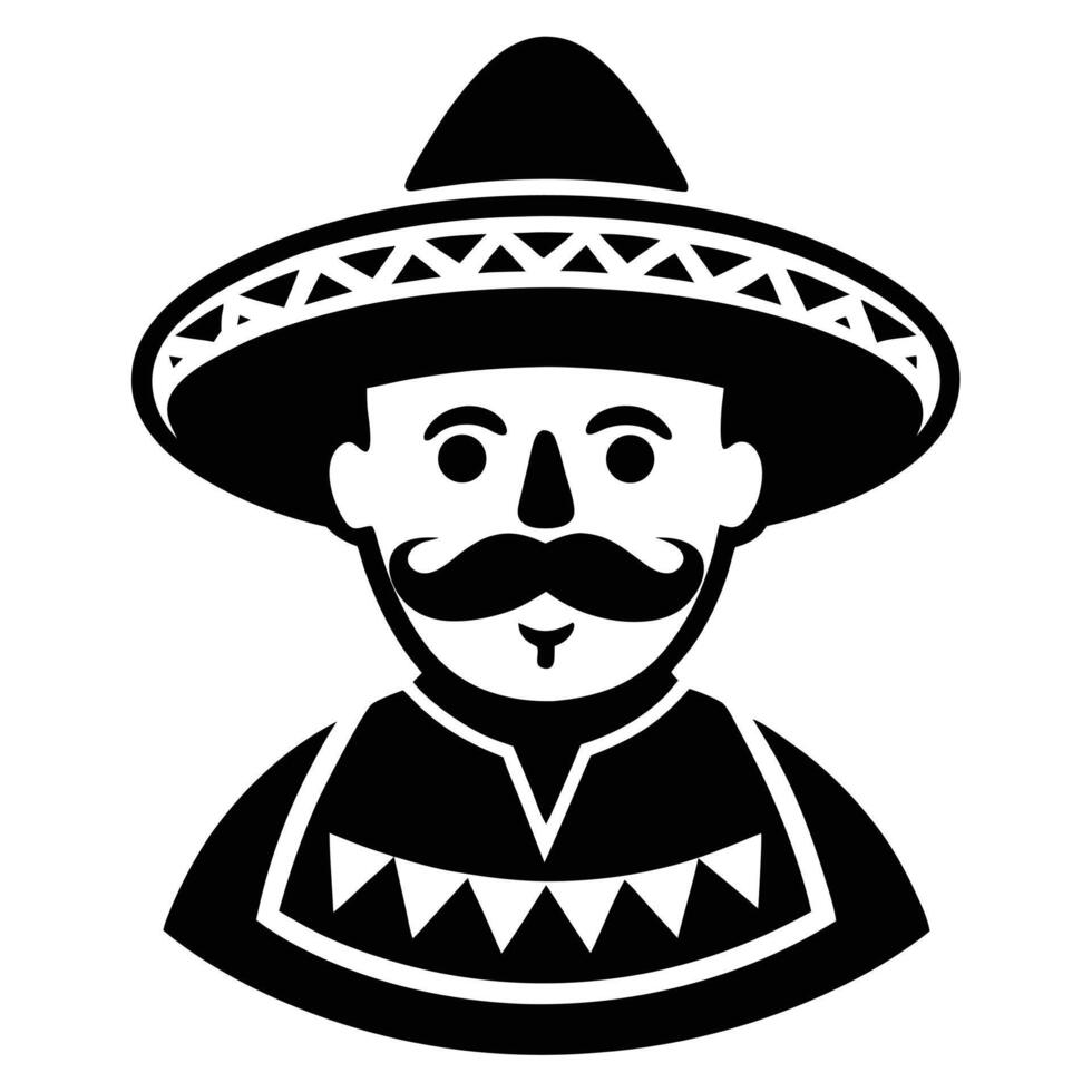 Mexican Man Wearing A Sombrero Icon vector