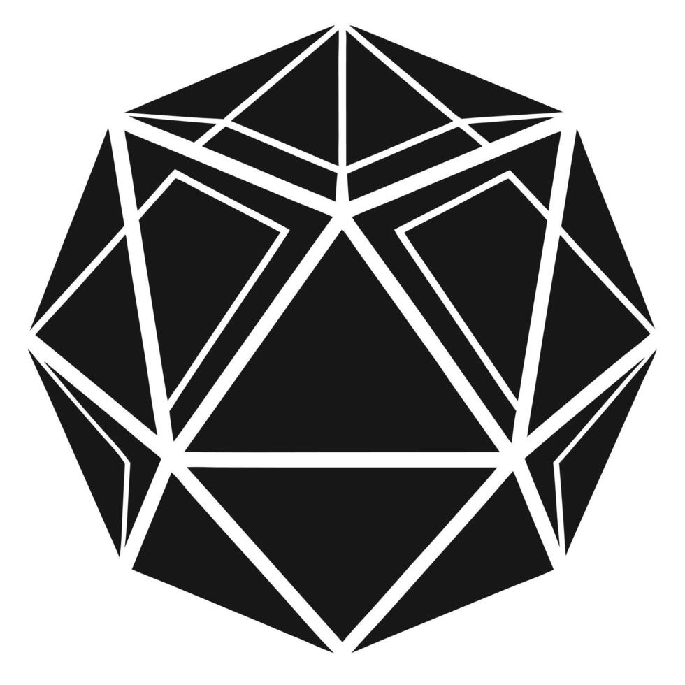 Abstract Icosahedron Black And White Design vector