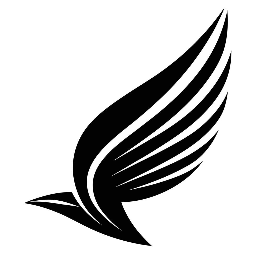Abstract Bird Wing Black Silhouette Design vector