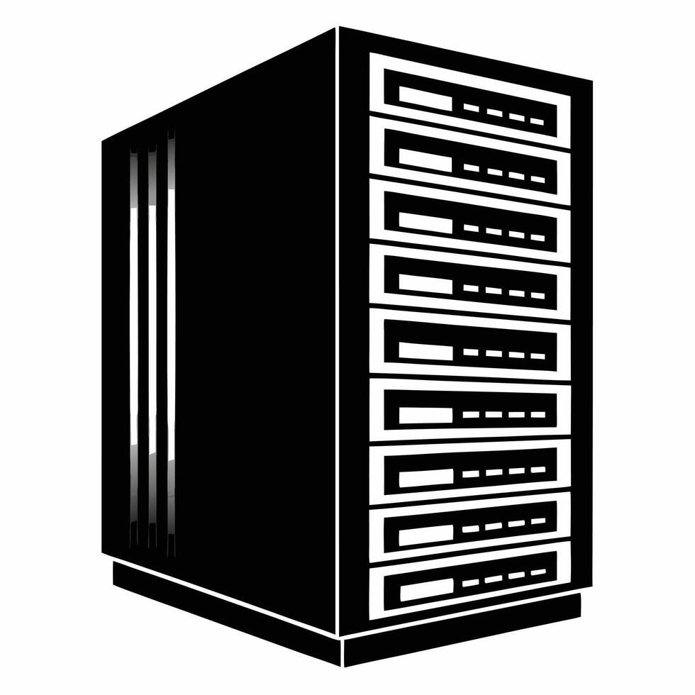 Black And White Server Data Rack vector