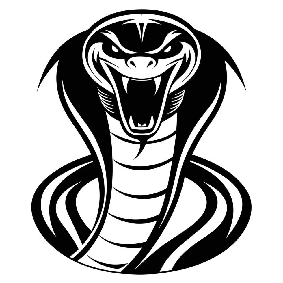 Cobra Snake Illustration Black And White vector
