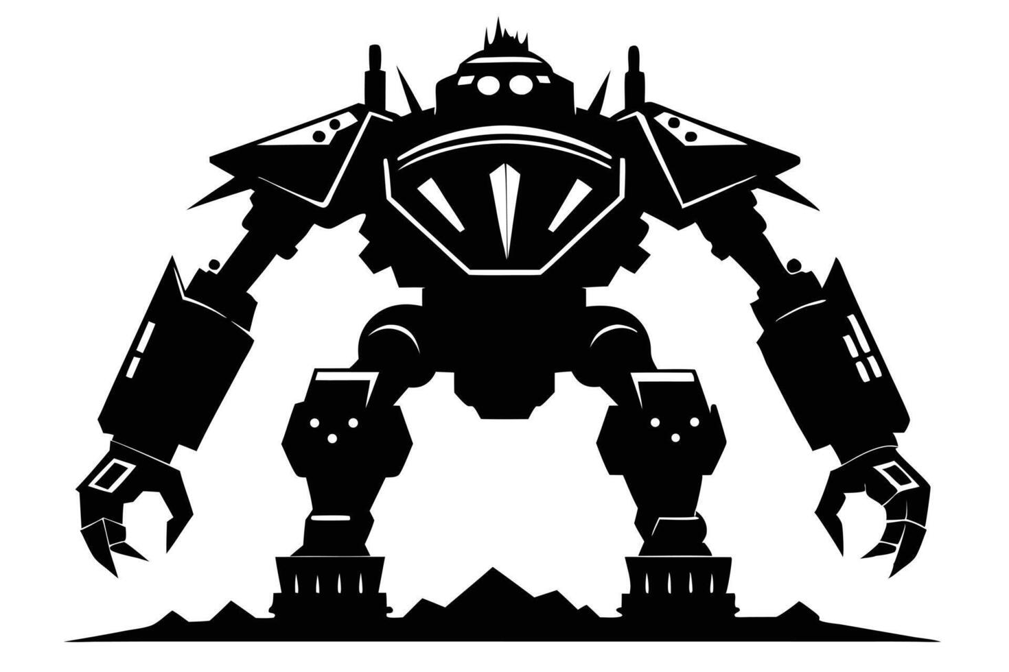 Silhouette Of Giant Mech Warrior Robot vector