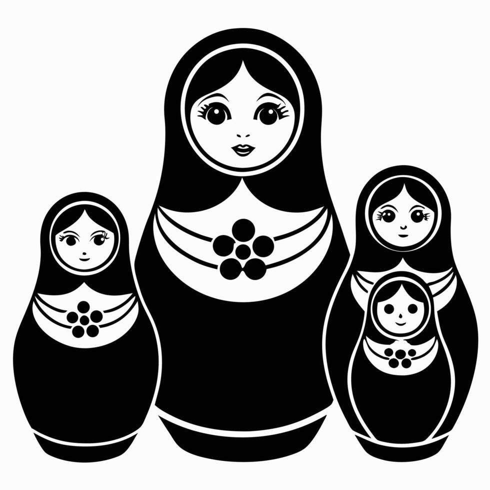 Matryoshka Dolls Black And White vector
