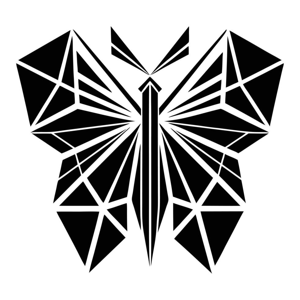 Geometric Butterfly Illustration Black And White vector