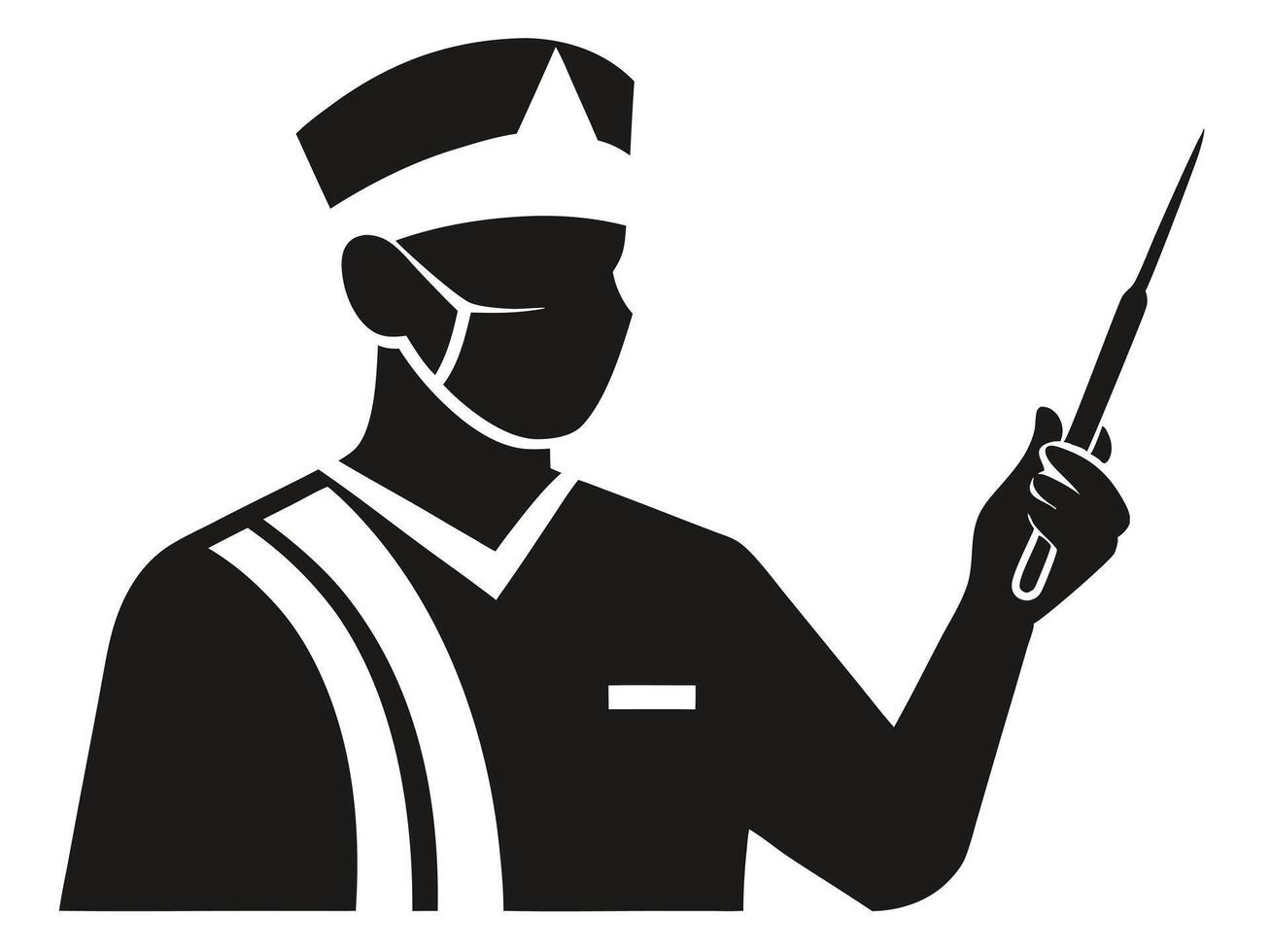 Medical Worker In Mask Pointing vector