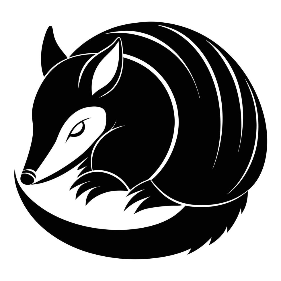 Curled Armadillo Black And White vector