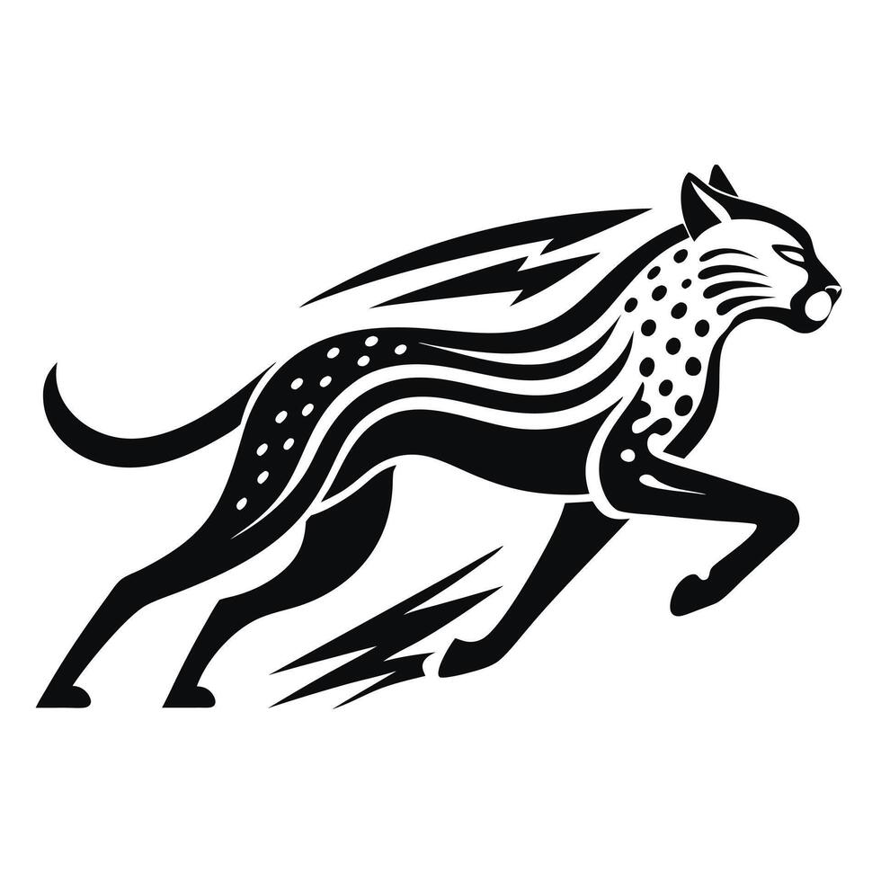 Stylized Black And White Cheetah Running vector