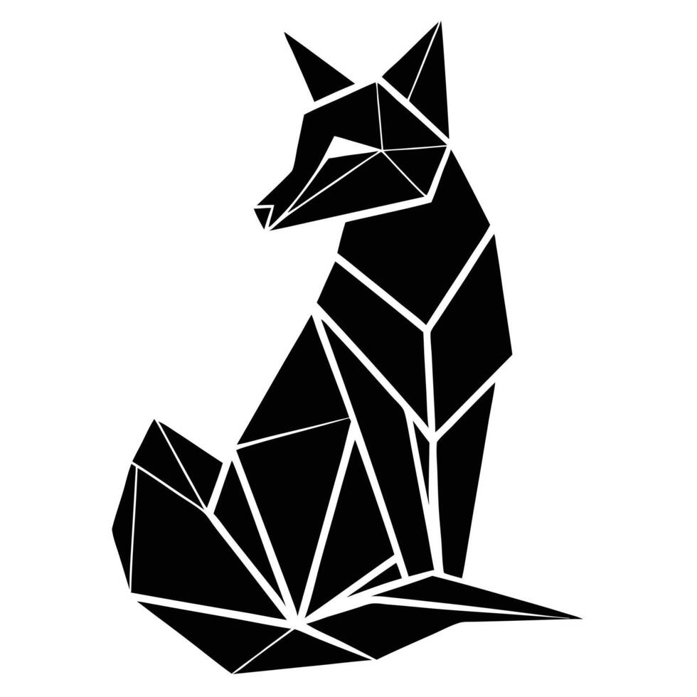 Geometric Black Fox Minimalist Design vector