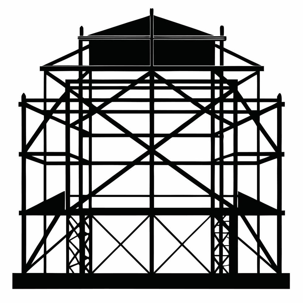 Black Silhouette Water Tower Structure vector