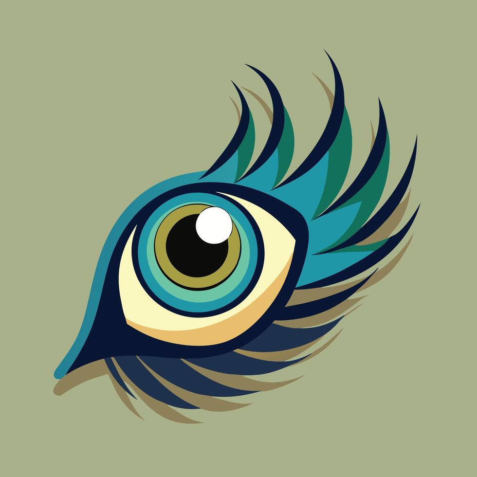 Stylized Eye With Feathers Illustration vector