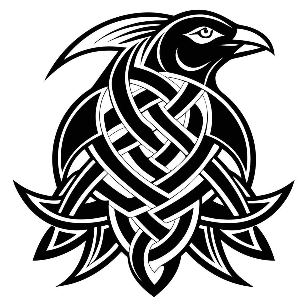 Celtic Knot Raven Illustration Design vector