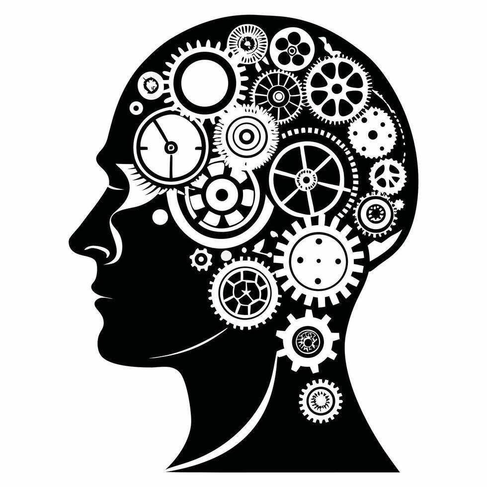 Gears Inside Human Head vector