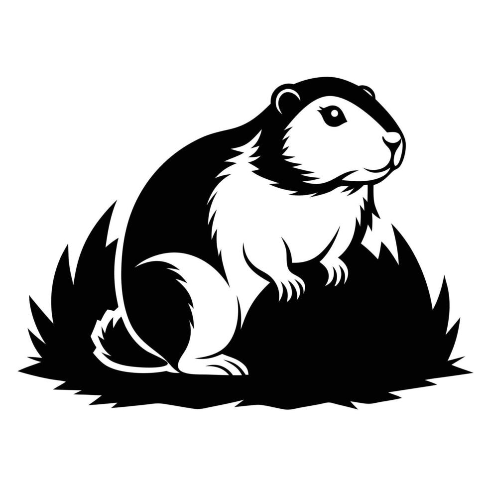Groundhog Illustration Black And White vector