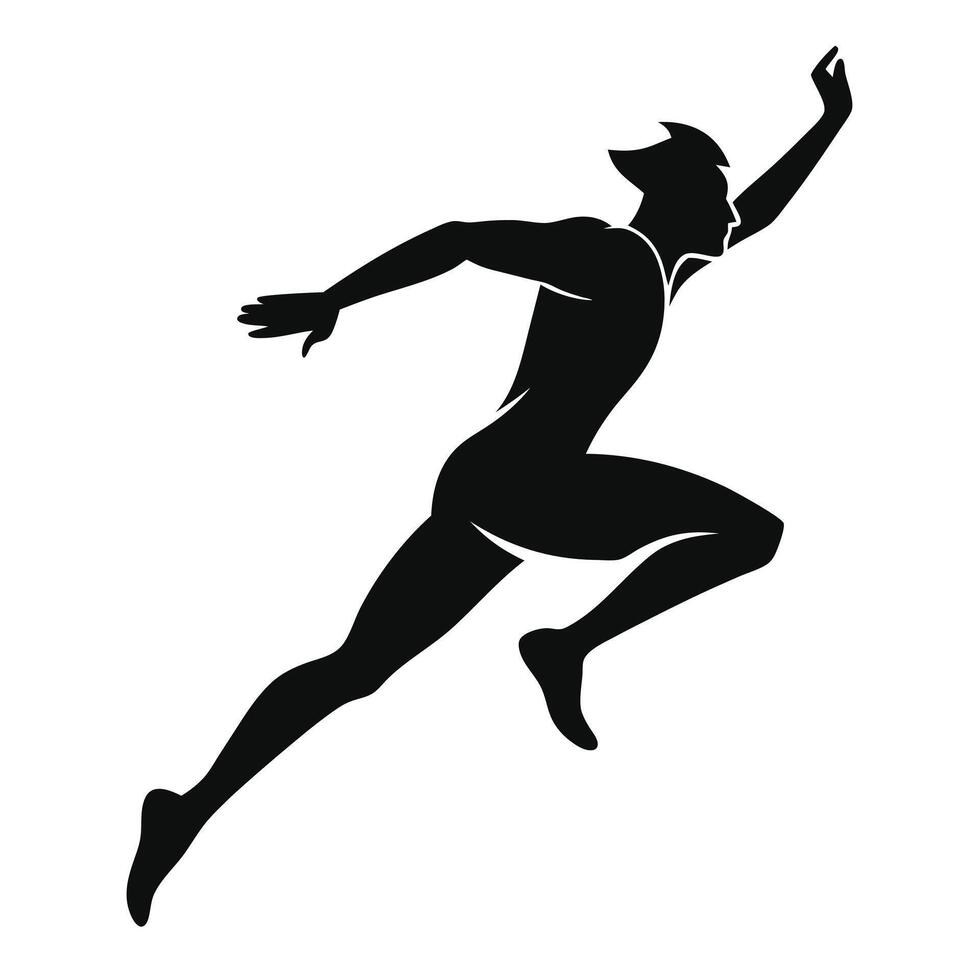 Silhouette Of Superhero In Dynamic Action vector