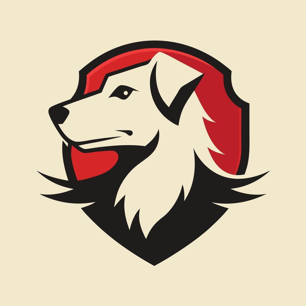 Dog Head Shield Emblem Modern Design vector
