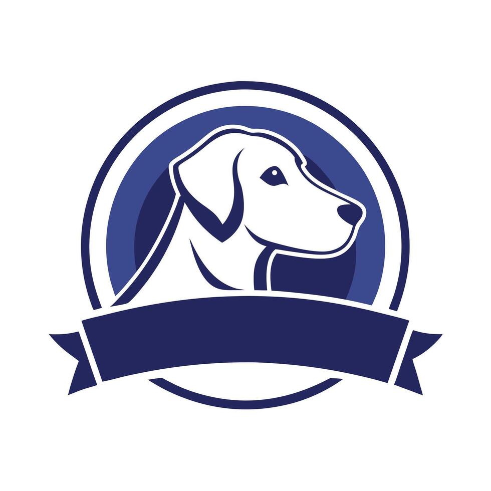 Dog Logo Design With Ribbon Frame vector