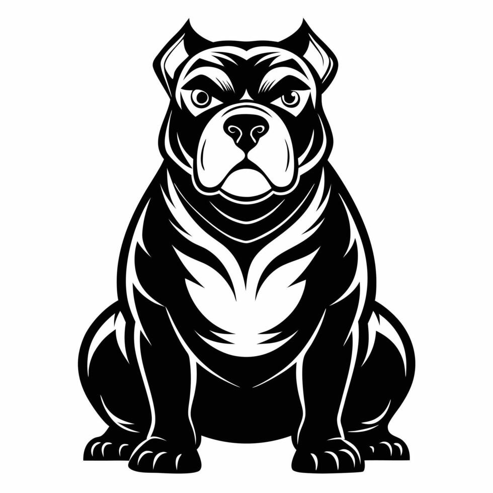 Black And White Bully Dog vector