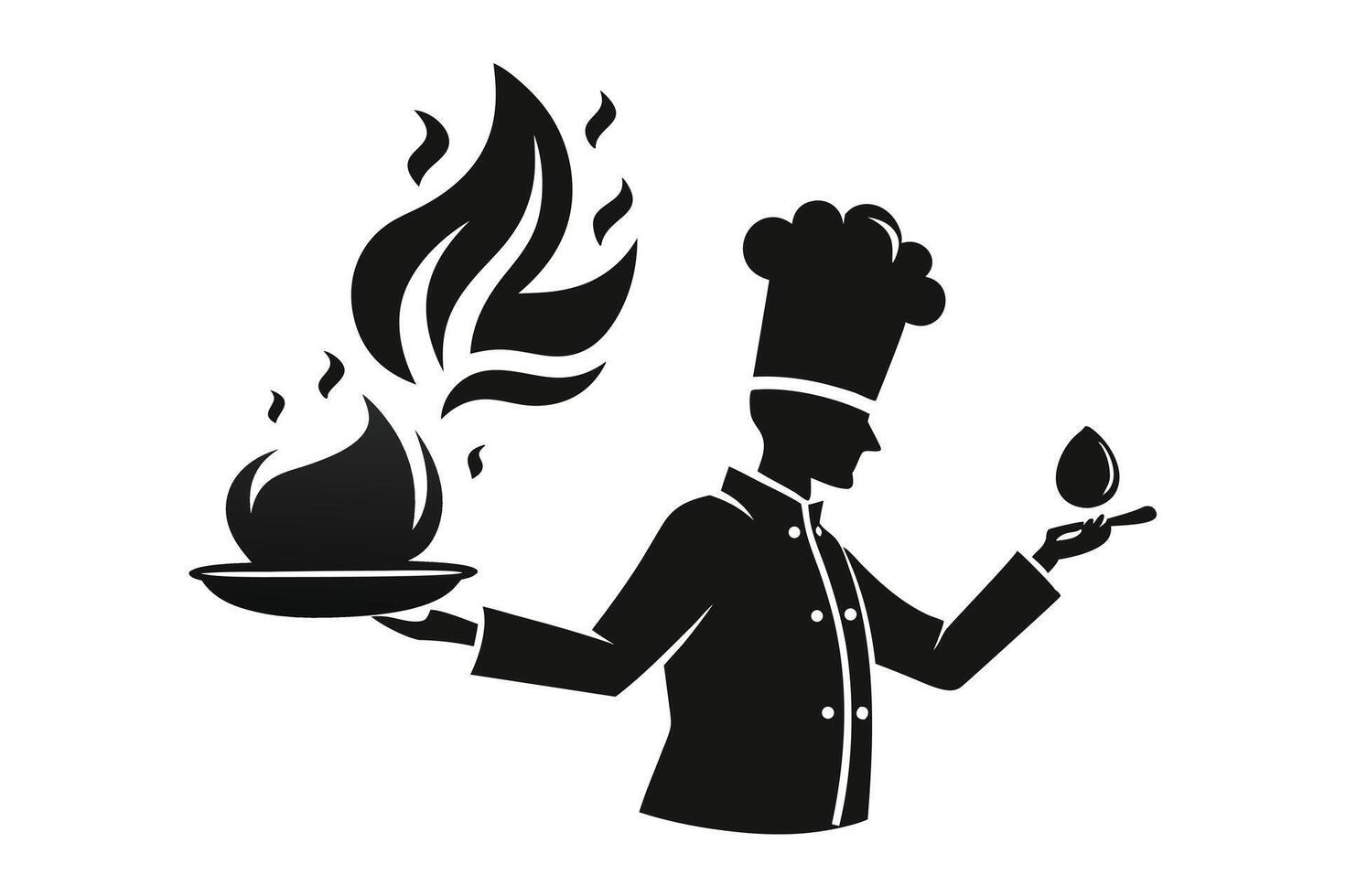 Stylish Chef Culinary Expertise Black And White vector