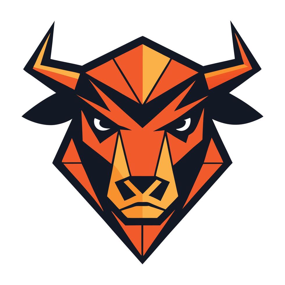 Geometric Bull Head Minimalist Mascot Design vector