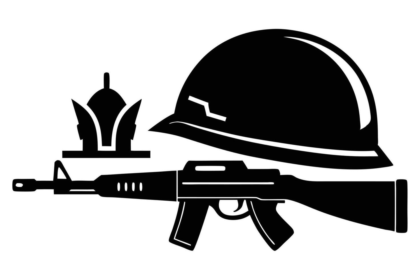 Military Symbols Illustration In Black And White vector