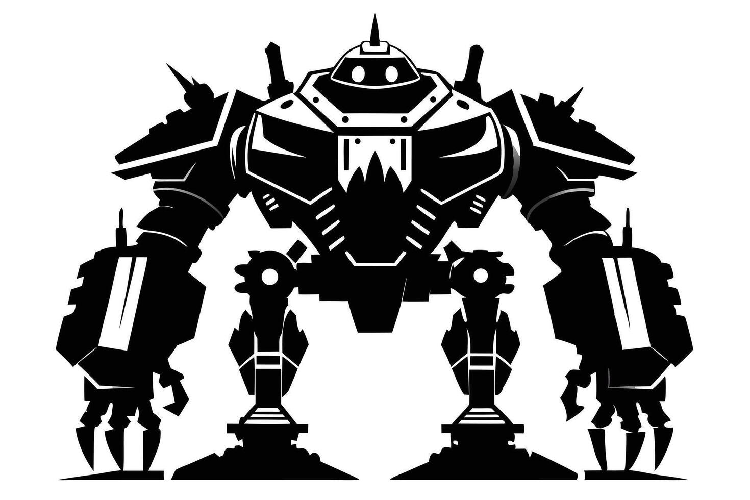 Powerful Robot Silhouette Illustration vector