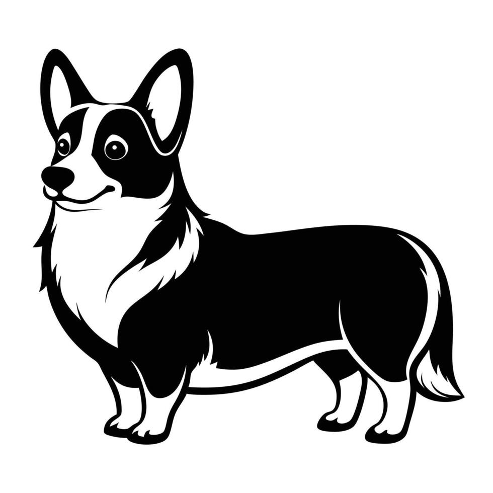 Corgi Dog Black And White vector