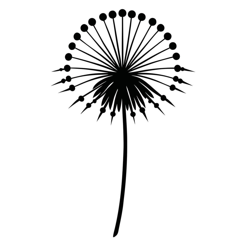 Dandelion Silhouette Illustration On White vector