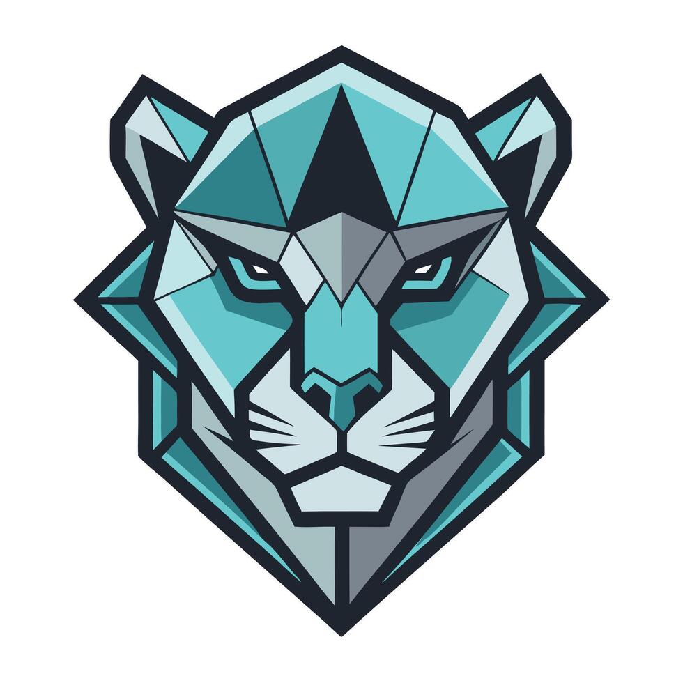 Geometric Low Poly Snow Leopard Head vector