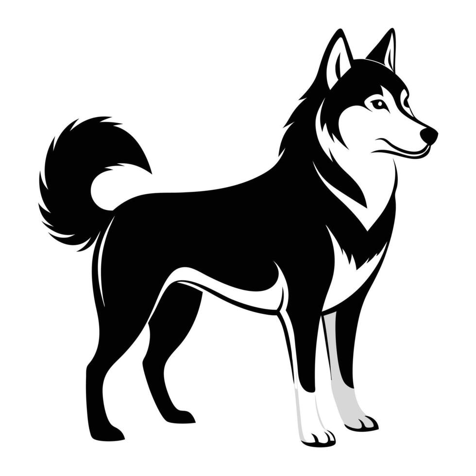 Husky Dog Black And White vector