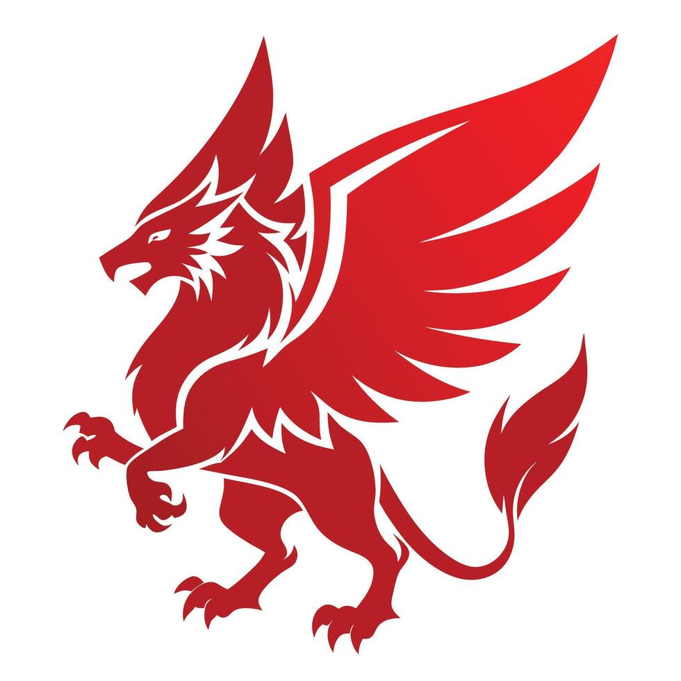 Red Griffin Mascot Illustration Graphic vector