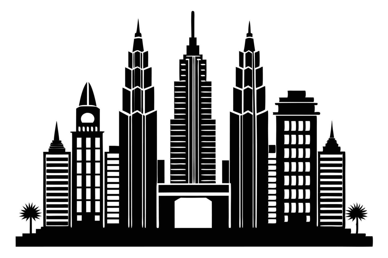 Black And White City Skyline Silhouette design vector