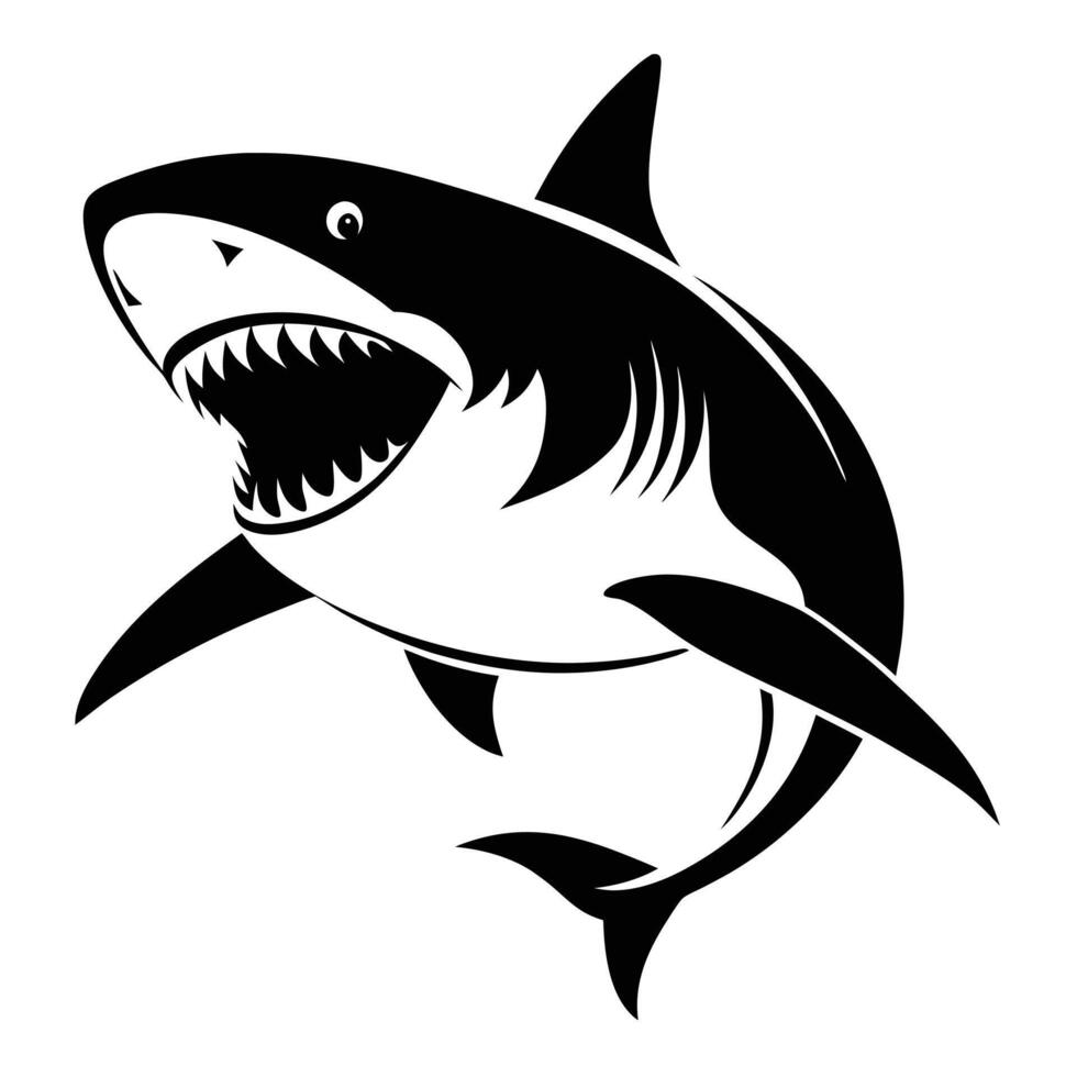 Black And White Shark Illustration vector