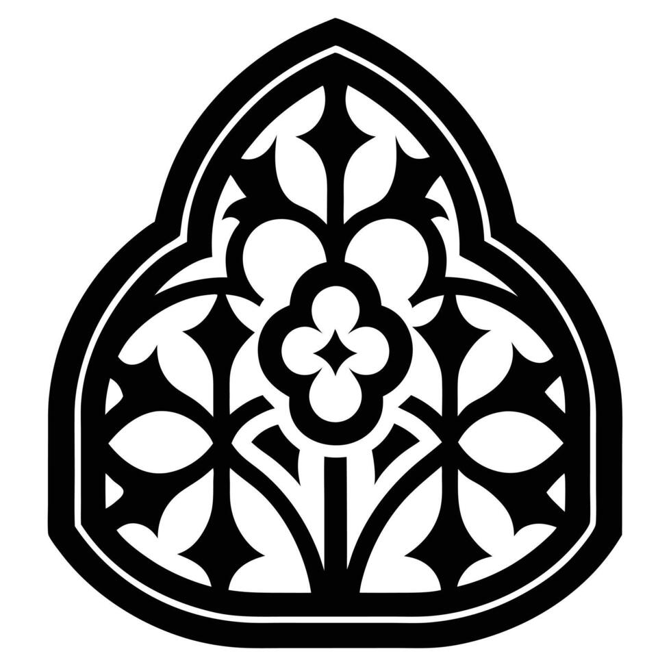 Gothic Window Element Black And White vector