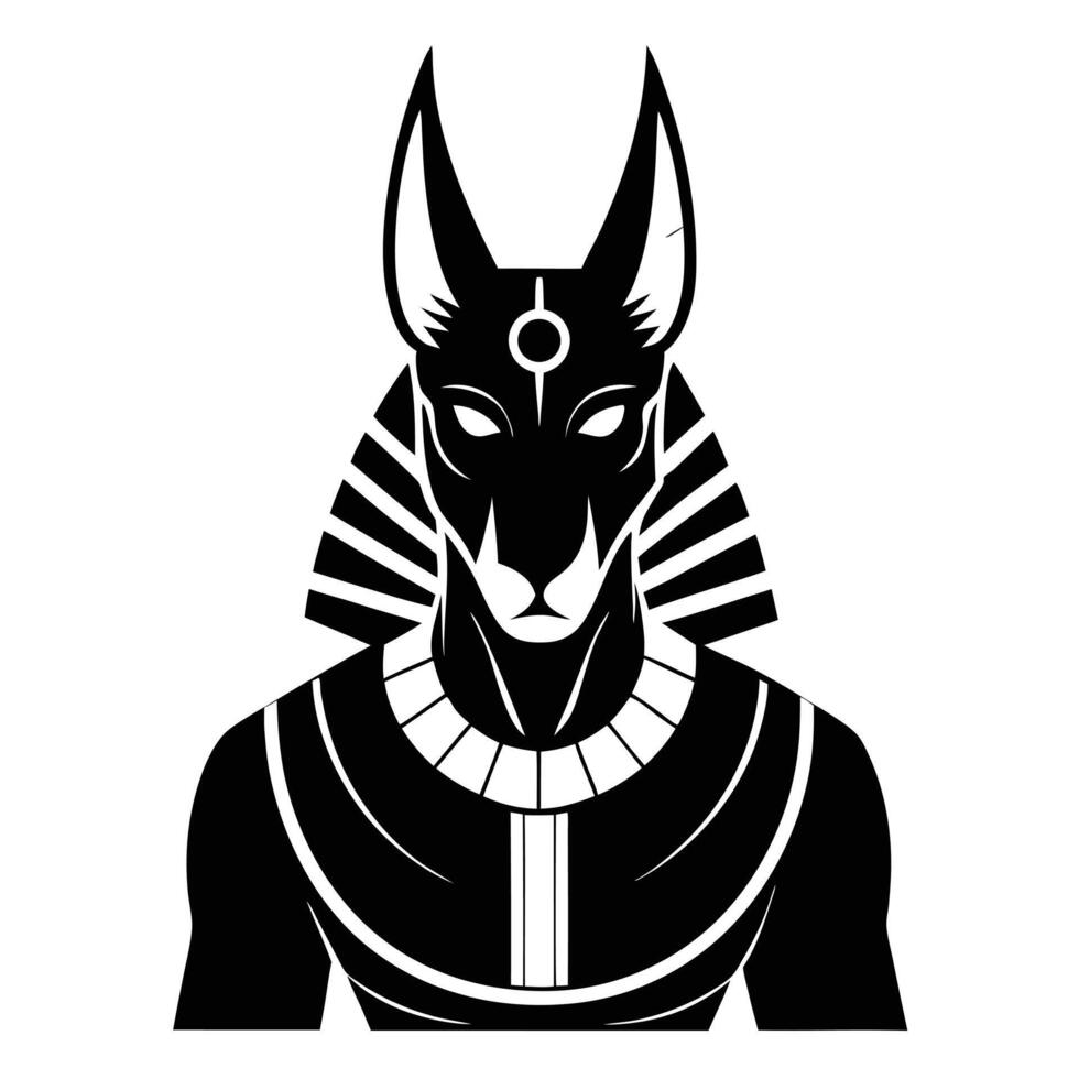 Anubis Egyptian God Black And White vector