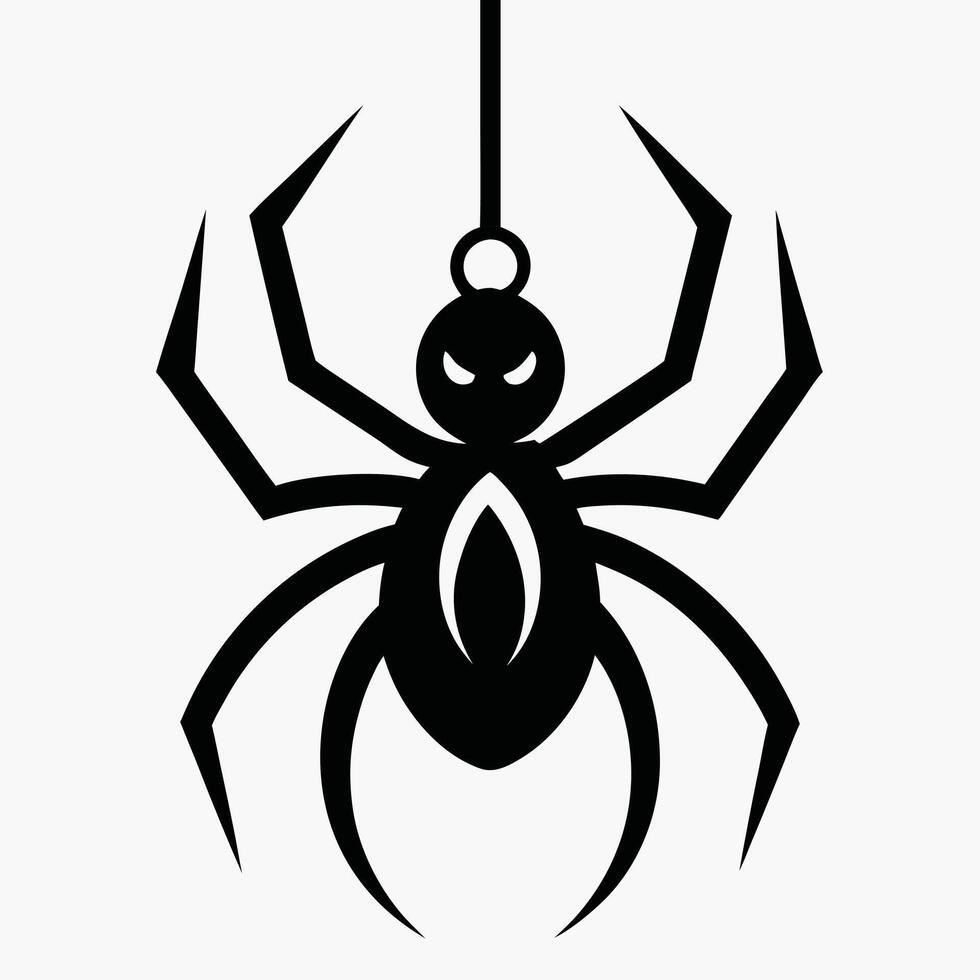 Hanging Black Spider Simple Design vector