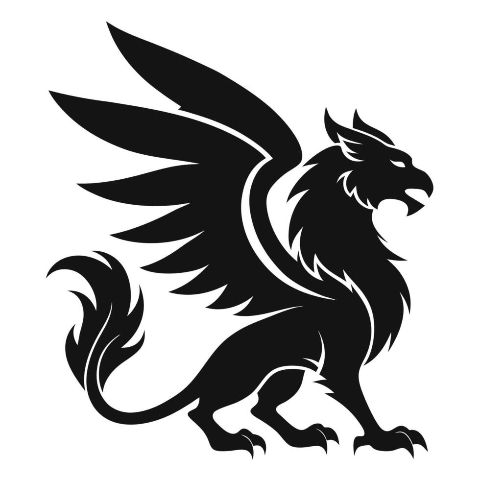 Majestic Griffin Silhouette Fantasy Creature Design vector