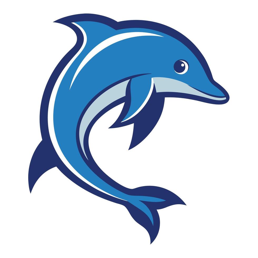 Cartoon Style Blue Dolphin Illustration vector