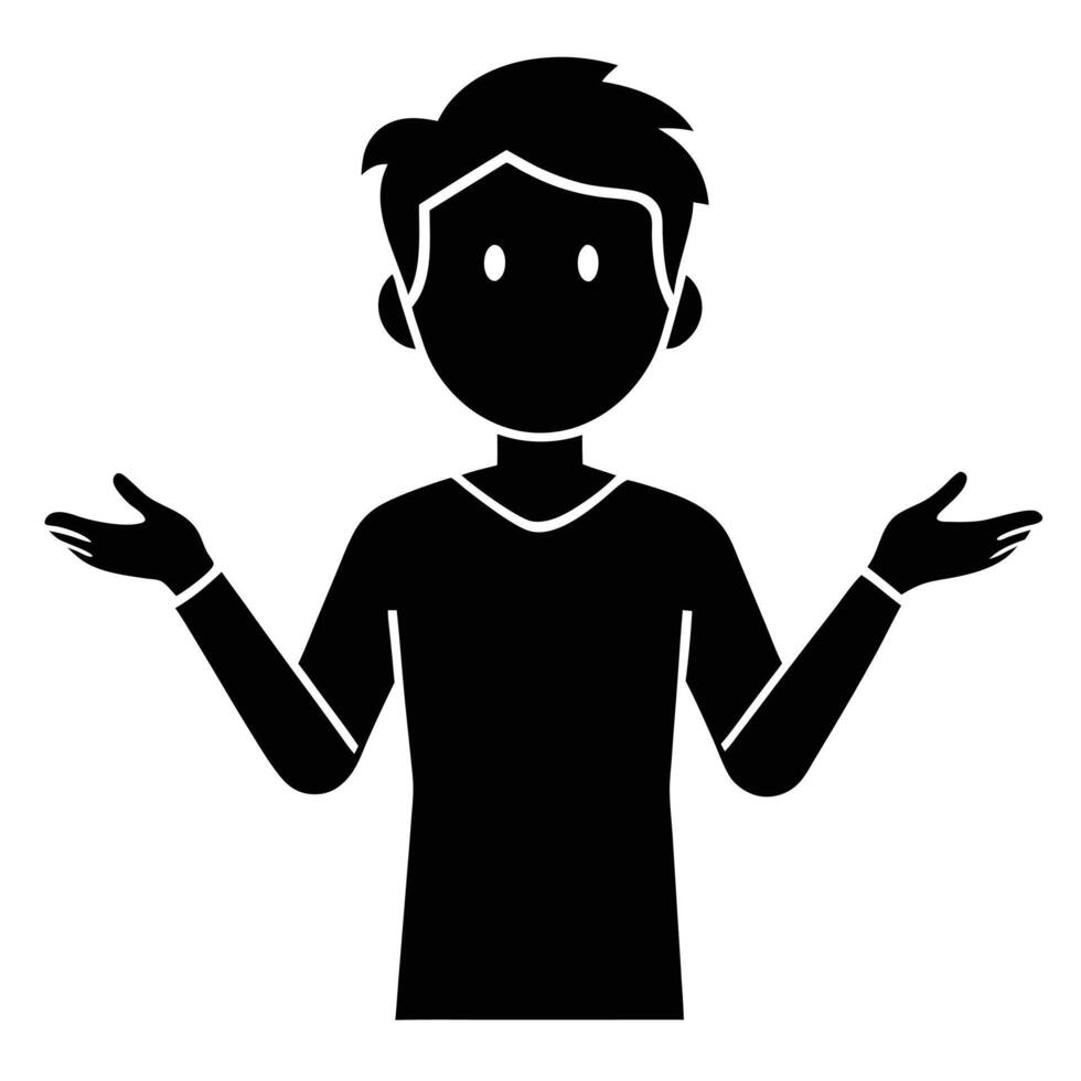 Man Icon Shrugging Gesture Silhouette vector
