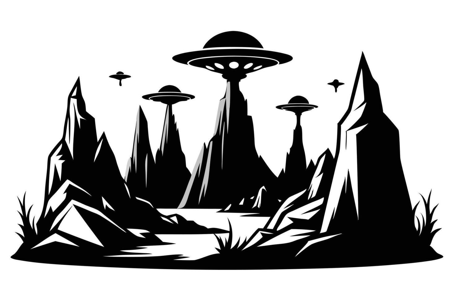 Black And White Alien Landscape vector