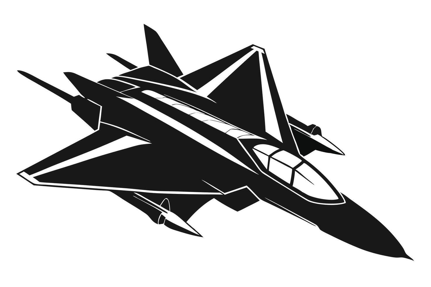 Black And White Fighter Jet Illustration vector