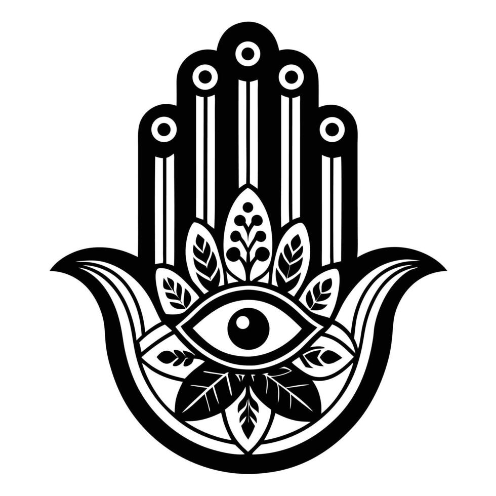Hamsa Hand Black And White Design vector