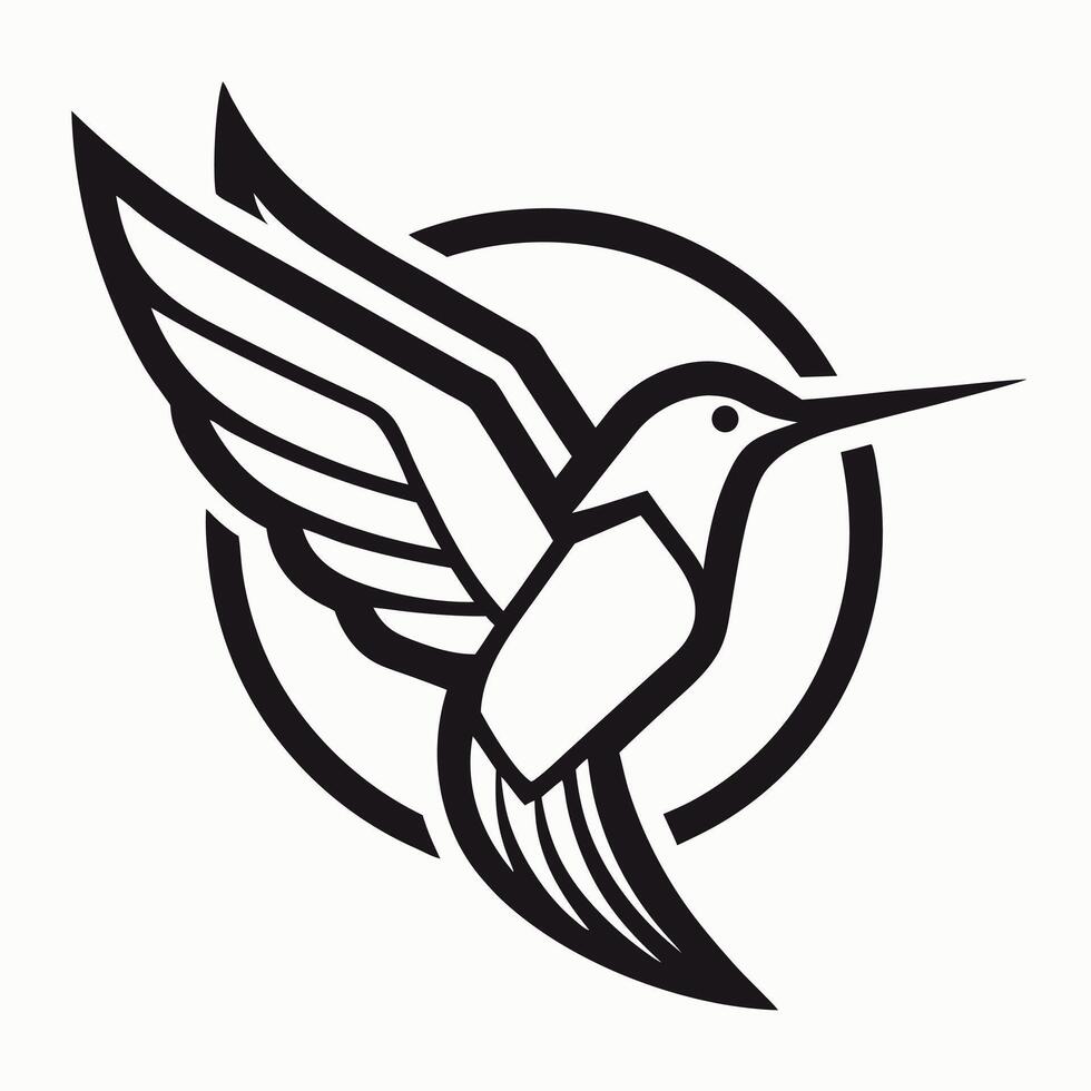 Hummingbird Icon Minimalist Logo Design vector
